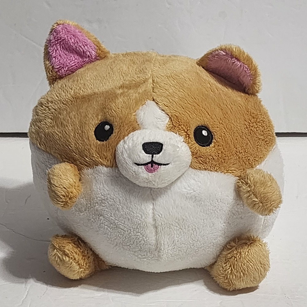 Squishable Corgi Puppy Dog Round Plush Brown & White Sewn Eyes 7"